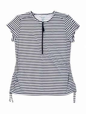 Carve Designs Striped Quarter Zip Swim Cover Up Rash Guard XL